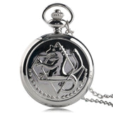 2020 Silver/Bronze Tone Fullmetal Alchemist Pocket Watch Cosplay Edward Elric Anime Design Boys Pendant Necklace Chain Best Gift
