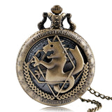 2020 Silver/Bronze Tone Fullmetal Alchemist Pocket Watch Cosplay Edward Elric Anime Design Boys Pendant Necklace Chain Best Gift