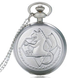 2020 Silver/Bronze Tone Fullmetal Alchemist Pocket Watch Cosplay Edward Elric Anime Design Boys Pendant Necklace Chain Best Gift