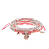 OIQUEI Vintage 4Pcs/Lot Women Bracelets Set Bohemia Charm CZ Hand Natural Stone Beads Tassel Pendents Bracelets Pour Les Femmes