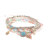 OIQUEI Vintage 4Pcs/Lot Women Bracelets Set Bohemia Charm CZ Hand Natural Stone Beads Tassel Pendents Bracelets Pour Les Femmes