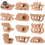 Let's Make 1PC Baby Teether Animal Wood Rings Unicorn Camera Hedgehog Food Grade Wooden Teether Nursing Pendant Teething Toys