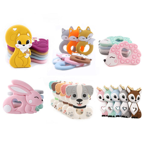 Tiny Rod BPA Free Food Grade Silicone Teethers Cartoon Animals Shape Pacifier Clips DIY Accessories Baby Teething 1pc Let's Make