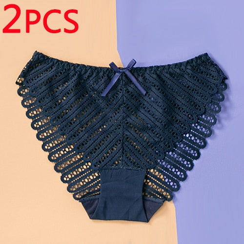 DERUILADY Sexy Perspective Lace Panties Women Comfortable Cotton Bottom Panties Ladies Lingerie Low Rise Seamless Underwear