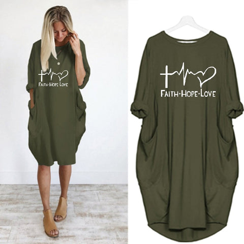 Casual Loose Dresses Women Long Sleeve Autumn Spring Loose Dress Female Plus Size Pockets Print Party Dress Vestidos De Fiesta