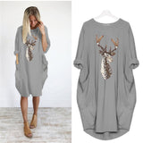 Casual Loose Dresses Women Long Sleeve Autumn Spring Loose Dress Female Plus Size Pockets Print Party Dress Vestidos De Fiesta