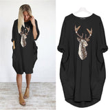 Casual Loose Dresses Women Long Sleeve Autumn Spring Loose Dress Female Plus Size Pockets Print Party Dress Vestidos De Fiesta