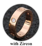 Fashion Rose Gold Stainless Steel Ring With Stone Crystal For Woman Girl For Men Couple In Wedding With Cross