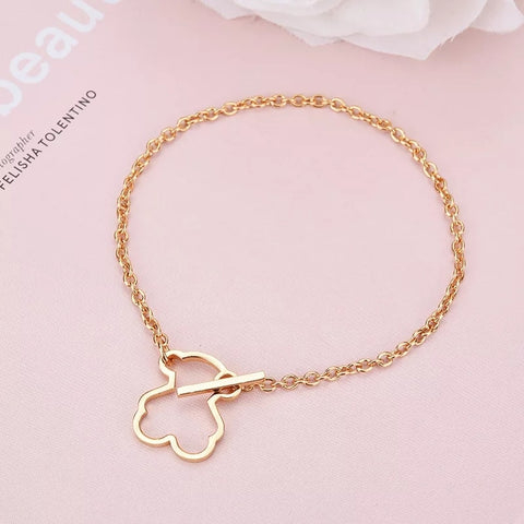 European and American Fashion Simple and Generous Hollow Titanium Steel Bear Bracelet Bracelet Men and Women Personality Jewelry