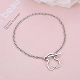 European and American Fashion Simple and Generous Hollow Titanium Steel Bear Bracelet Bracelet Men and Women Personality Jewelry