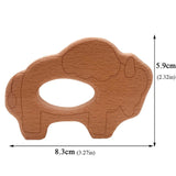 Baby Wooden Teethers Food Grade Beech Wood Animal Tortoise Koala Whale Turtle Wooden Shape Pacifier Wooden Teether Newborn Toys