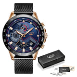 LIGE Fashion Mens Watches Top Brand Luxury WristWatch Quartz Clock Blue Watch Men Waterproof Sport Chronograph Relogio Masculino