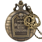 Tim Burton Necklace Clock The Nightmare Before Christmas Quartz Pocket Watch Jack Skellington  Pendant Hour with Skull Accessory