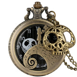 Tim Burton Necklace Clock The Nightmare Before Christmas Quartz Pocket Watch Jack Skellington  Pendant Hour with Skull Accessory