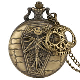 Tim Burton Necklace Clock The Nightmare Before Christmas Quartz Pocket Watch Jack Skellington  Pendant Hour with Skull Accessory