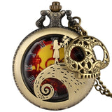 Tim Burton Necklace Clock The Nightmare Before Christmas Quartz Pocket Watch Jack Skellington  Pendant Hour with Skull Accessory