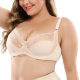 Beauwear Thin Cup Bras for Women Adjusted-straps Underwire Bra Sexy Underwear Lace Bralette Lingerie Top Plus Size 38C-48DD