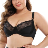 Beauwear Thin Cup Bras for Women Adjusted-straps Underwire Bra Sexy Underwear Lace Bralette Lingerie Top Plus Size 38C-48DD