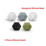 Keep&Grow 5pcs Candy Color Teether hexagon Silicone Beads For Pacifier Clips DIY Cute Teething Toys Silicone Baby Teether