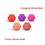 Keep&Grow 5pcs Candy Color Teether hexagon Silicone Beads For Pacifier Clips DIY Cute Teething Toys Silicone Baby Teether