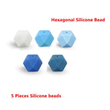 Keep&Grow 5pcs Candy Color Teether hexagon Silicone Beads For Pacifier Clips DIY Cute Teething Toys Silicone Baby Teether