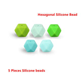 Keep&Grow 5pcs Candy Color Teether hexagon Silicone Beads For Pacifier Clips DIY Cute Teething Toys Silicone Baby Teether