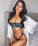 Ellolace Sexy Lingerie Underwear Set Women Lace 2 Piece Set See Through Bralette and Thong Bodycon G-String Sexy Bra Patry Set