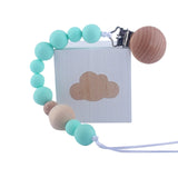 Baby Wood Beaded Pacifier Clip Silicone Chain Nipple Holder Infant Soother Teether