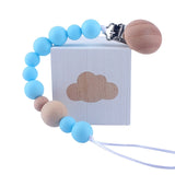 Baby Wood Beaded Pacifier Clip Silicone Chain Nipple Holder Infant Soother Teether