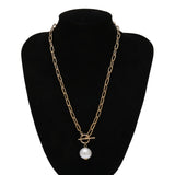Gothic Baroque Pearl Pendant Choker Necklace for Women Wedding Punk Big Bead Lariat Gold Color Long Chain Necklace Jewelry