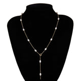 Gothic Baroque Pearl Pendant Choker Necklace for Women Wedding Punk Big Bead Lariat Gold Color Long Chain Necklace Jewelry