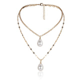 Gothic Baroque Pearl Pendant Choker Necklace for Women Wedding Punk Big Bead Lariat Gold Color Long Chain Necklace Jewelry