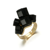 Tocona Vintage Antique Gold Black Rhinestone Opening Knuckle Finger Midi Rings Set for Women Punk Statement Jewelry бижутерия
