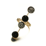 Tocona Vintage Antique Gold Black Rhinestone Opening Knuckle Finger Midi Rings Set for Women Punk Statement Jewelry бижутерия