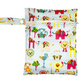 Travel PUL Wet Bags Baby Waterproof Cloth Diaper Bag Single Zipper Print Reusable Baby Nappy Wet Dry Bags Wetbags 25x20cm
