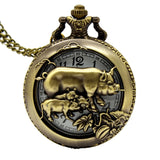 Antique Bronze Orologio Taschino Horse Hollow Quartz Pocket Watch Necklace Chain Pendant Womens Men Watches Gifts