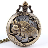 Antique Bronze Orologio Taschino Horse Hollow Quartz Pocket Watch Necklace Chain Pendant Womens Men Watches Gifts