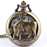 Antique Bronze Orologio Taschino Horse Hollow Quartz Pocket Watch Necklace Chain Pendant Womens Men Watches Gifts