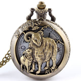 Antique Bronze Orologio Taschino Horse Hollow Quartz Pocket Watch Necklace Chain Pendant Womens Men Watches Gifts