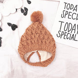 New Style Children Wool Hat Small Ball Kids Knitted Caps 5 Color Girl Winter Accessories Hook Flower Babies Warm All Match Cap