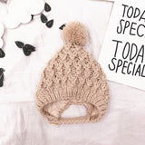New Style Children Wool Hat Small Ball Kids Knitted Caps 5 Color Girl Winter Accessories Hook Flower Babies Warm All Match Cap