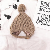 New Style Children Wool Hat Small Ball Kids Knitted Caps 5 Color Girl Winter Accessories Hook Flower Babies Warm All Match Cap