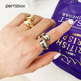 Peri'sBox Gold Statement Dome Ring for Women Big Large Open Finger Ring Chunky Dome Wide Ring Jewelry New Hot