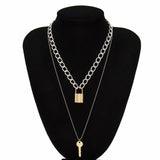 Ingemark Multi Layer Lover Lock Pendant Choker Necklace Steampunk Padlock Heart Chain Necklace Collier Best Couple Jewelry Gift