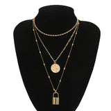 Ingemark Multi Layer Lover Lock Pendant Choker Necklace Steampunk Padlock Heart Chain Necklace Collier Best Couple Jewelry Gift