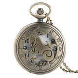 Vintage Zodiac Pattern Pocket Watch Modern Necklace Chain Copper Retro Style Twelve Constellation Men Women Clock Relogio Gift