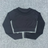 Yoga Set Women Sport Suit Gym Clothes 2 Piece Seamless Hollow Out Fitness Long Sleeve Crop Top High Waist Workout Leggings