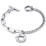 Stainless Steel Love Heart Bracelets For Women Party Gift Fashion Joyas de Chain Charm Bracelets Jewelry Wholesale Text Engraved