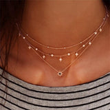 IPARAM Fashion New Star Multi-layer Women Necklaces 2020 Classic Gold Chain Pendant Necklace For Women Jewelry Gift