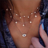 IPARAM Fashion New Star Multi-layer Women Necklaces 2020 Classic Gold Chain Pendant Necklace For Women Jewelry Gift